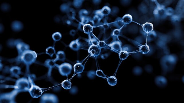 blue glowing molecule network abstract