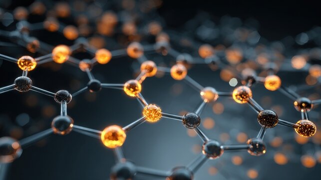 glowing atoms linked together
