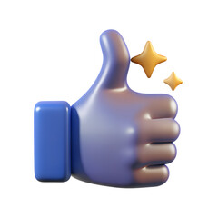 Thumbs up emoji showing appreciation and approval. 3d isolated icon on white background 