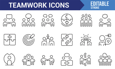 A set of collaboration and teamwork icons for group and office work