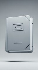 Gray book icon, three-dimensional representation.