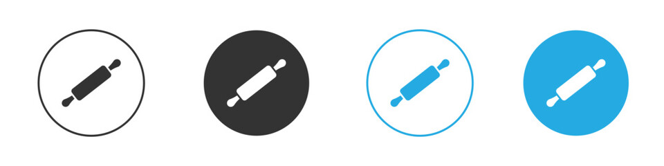 Rolling pin icon in editable flat vector in black and white