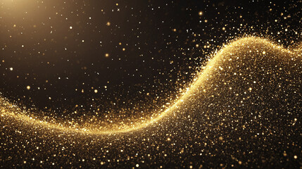 Magic gold glitter dust and star light wave