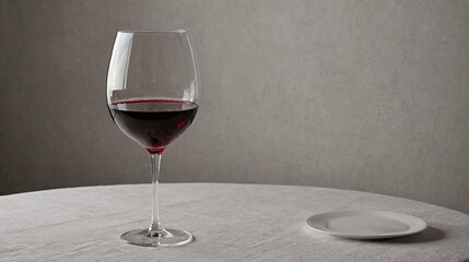 Glass of red wine on an elegant table
