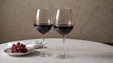 Glass of red wine on an elegant table