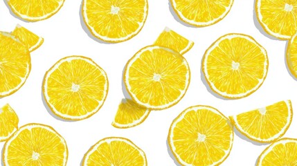 Fototapeta premium Citrus slices, vibrant yellow, on white