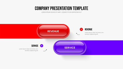 Product Analysis Frame Design Vector Illustration. Enterprise Portfolio 2 Element Infographic Presentation Template. Advertising Launch Two Step Diagram Slideshow Layout.