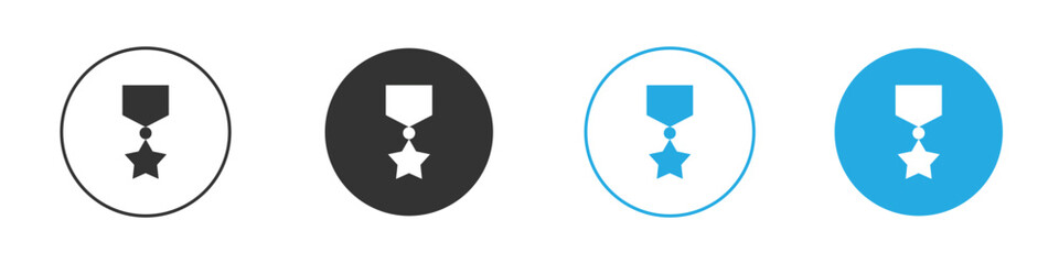 Military medal icon in editable flat vector in black and white
