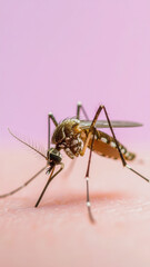 Close-up of a Mosquito Spreading Disease in Summer