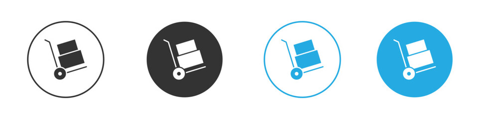 Hand truck icon in editable flat vector in black and white