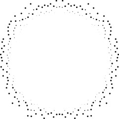 Vector element with irregularly thick rays and a large central space in circular dotted pattern.