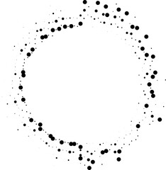 Abstract circular design with inside-outside dotted rays and a large open center.