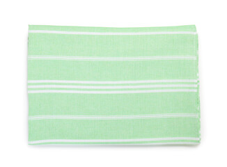 One folded beach towel isolated on white, top view