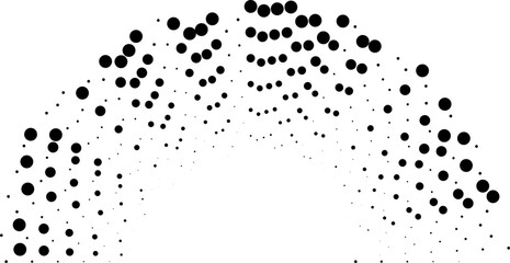 Semi-circular layout of long dotted rays with irregular spacing and variation in line length.