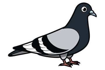 Pigeon Clipart Detailed Cartoon Standing on White Background Isolated