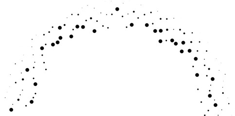 Semicircular layout with irregular dotted rays extending inward from the outer arc.