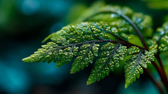 Textured Macro Fern and Conifer Composition Illuminated by Aurora Glow &ndash; Immersive Visual for Sustainable Wellness and Digital Nature Branding