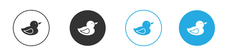 Duck icon in editable flat vector in black and white