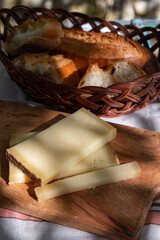 French yellow cheese Comte, varieties unpasteurised cow milk Prestige, fruity flavoured Fruite and...