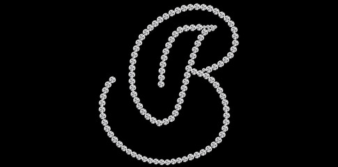 Silver Diamonds Alphabet Letter B Luxury Text Design Vector Illustration.	