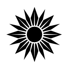 Abstract Geometric Sunburst Emblem with Sharp Petals and Central Circle