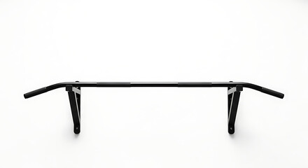 A black pull up bar mounted on a white wall for upper body strength training in a home gym setting ai generated
