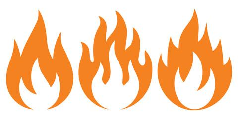 Collection of hand drawn fire flames with crayon, pastel, chalk or pencil texture. Grunge elements in sketch style. Yellow vector illustration isolated on a white background