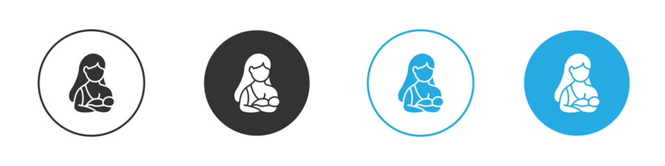Breastfeeding icon in editable flat vector in black and white