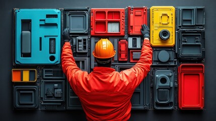 Fototapeta premium Technician working with colorful modular components