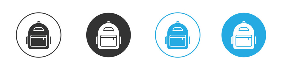 Backpack icon in editable flat vector in black and white