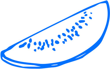 A watermelon wedge with rind and dotted seeds, clean and fresh style