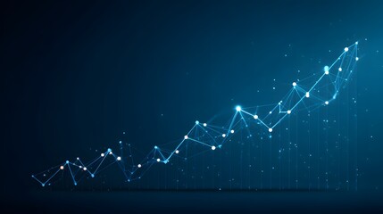 Abstract polygonal line graph displaying growth and progress against a dark blue background.