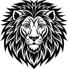 Obraz premium Majestic lion head with detailed mane silhouette vector illustration eps