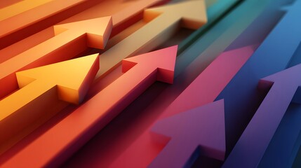 Colorful arrows pointing upwards suggest growth, progress, and a positive upward trajectory.