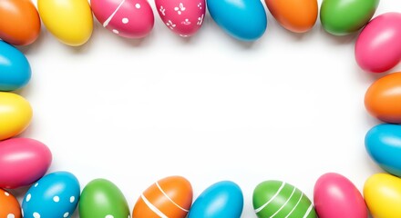 Illustration of colorful easter eggs arranged as frame isolated on white background