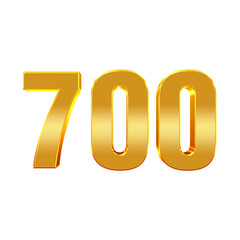 700 Gold 3D Number Isolated