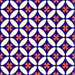 Seamless geometric pattern with floral accents provides a modern retro design element for your next project