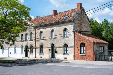 Fototapeta premium Residential houses at a water pond, Le Petit Large in Antoing, Hainaut, Belgium