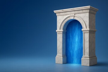 Obraz premium Marble Archway Portal with Digital Glow for Transformative Access and Innovation