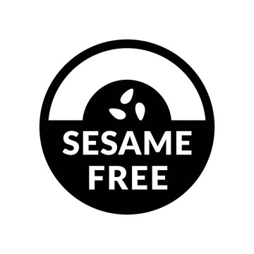 Sesame Free Vector Flat Icon Design on White Background. Food Allergen Free in Circle Label. Organic No Sesome Free Sign for Web, Packaging.