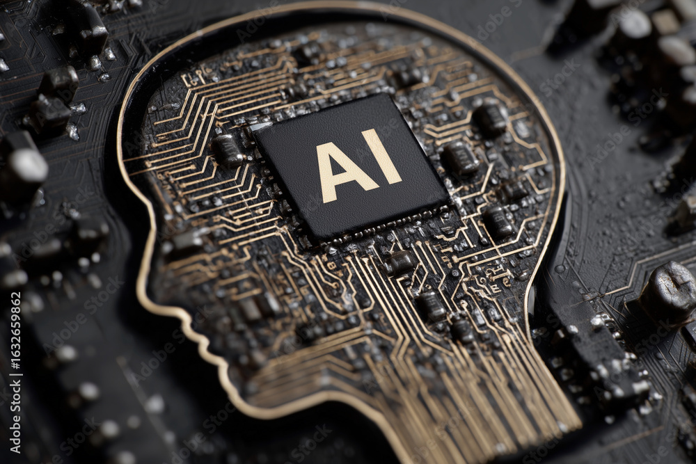 Aufkleber a computer chip with the word ai on it