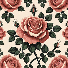 Pink Rose Flower Pattern Design