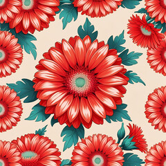 Red Gerberas Flower Pattern Design