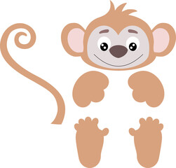 Monkey animal cut file, laser cut, cricut, silhouette, paper craft, felt craft, fabric craft, svg file, cutting file