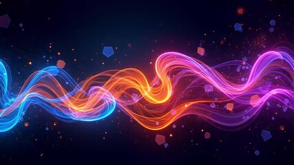 Vibrant neon waves dancing with energy, perfect for tech and futuristic presentations