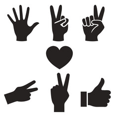 Set of human hand silhouette gestures vector illustration