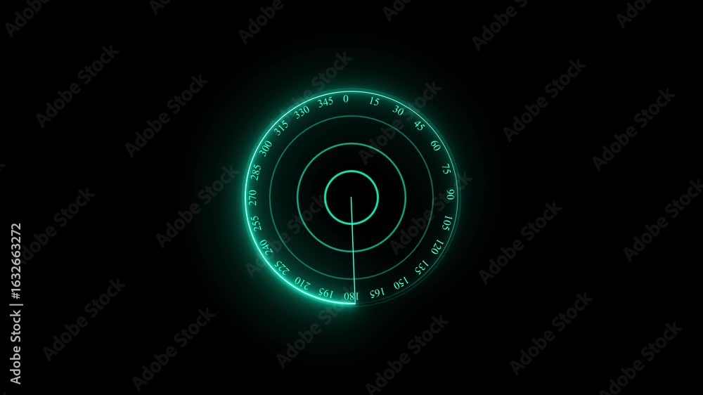 Poster glowing green military radar display searching for targets,futuristic sci-fi radar hud screen animat