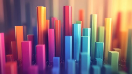 A colorful 3D bar graph representing data visualization and analysis.