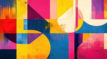 Naklejka premium A vibrant abstract artwork featuring geometric shapes and bold colors.