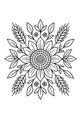 Botanical Mandala coloring page for adults 